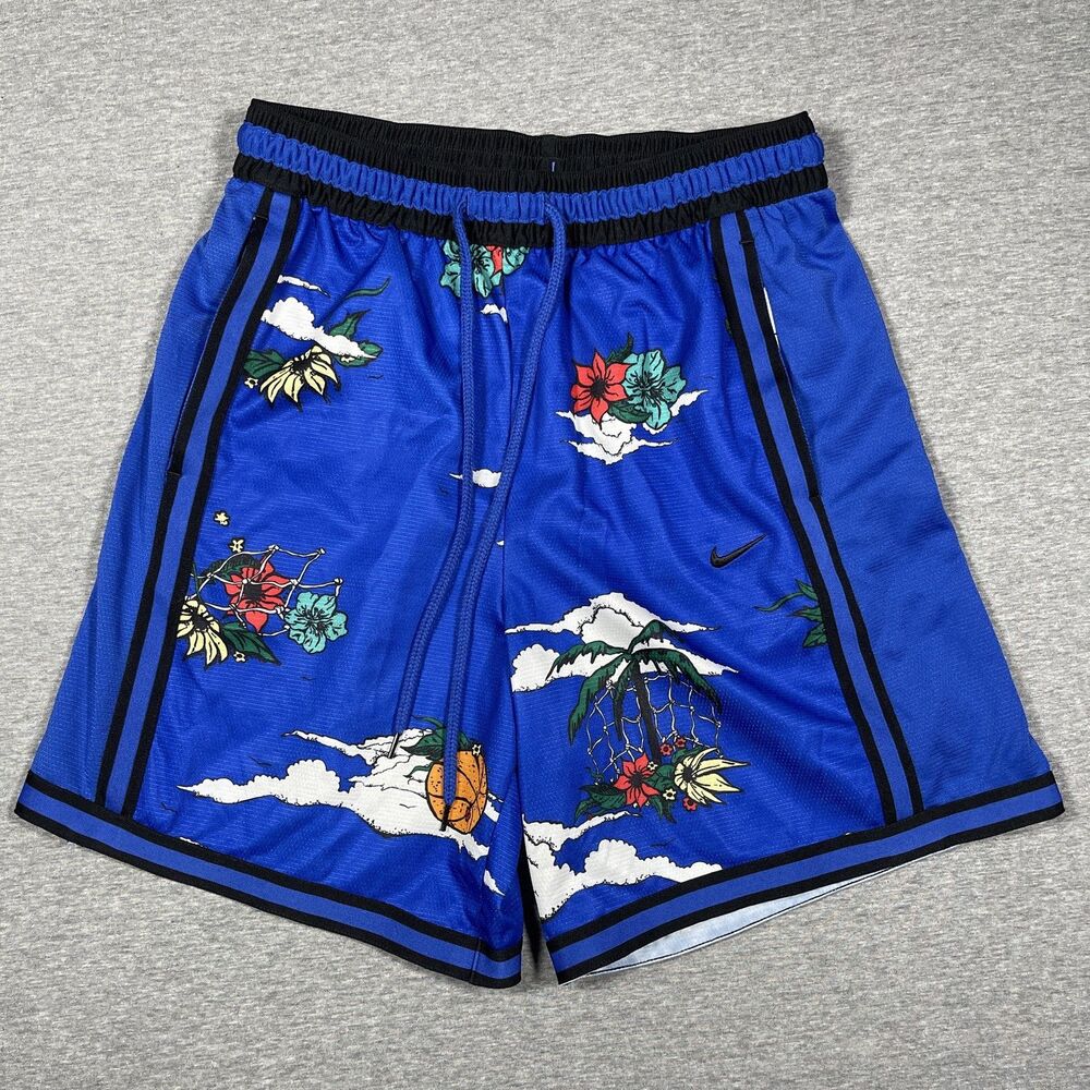 Nike Shorts Mens M Blue Floral Dri-FIT Drawstring Pockets Athletic Quick Dry
